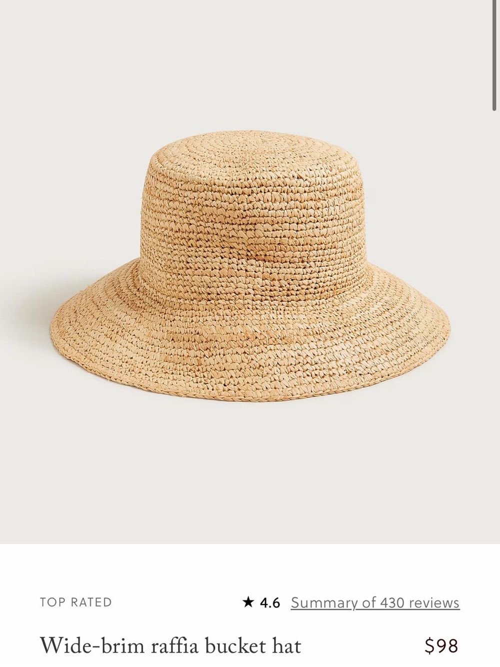 J Crew Raffia Bucket Hat in Natural Straw
